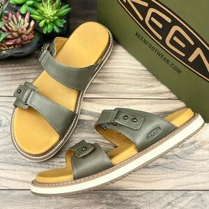 NIB Keen Lana Slide Leather Sandal Dusty Olive 9 39.5